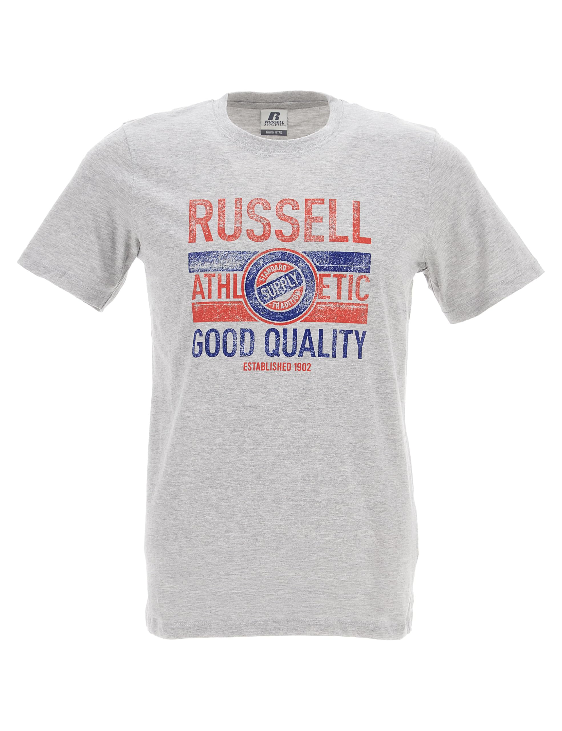 Russell Athletic Unisex Kids Crewneck Tee T-Shirt, New Grey Marl, 164 UK