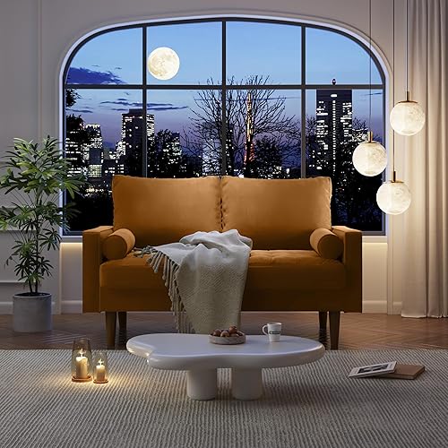 Miniatura 7 de Sofá biplaza, asiento de 58 pulgadas para espacios pequeños, cojines de resorte, sofá de fácil montaje con almohada para dormitorio, sala de estar