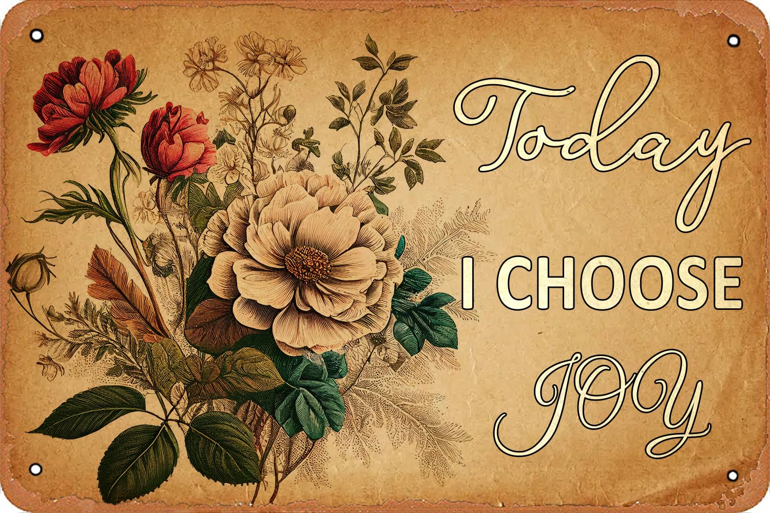 Funny Vintage Metal Signs Today I Choose Joy Tin Sign Wall Decor Funny - Retro Sign for Home Living Room Bedroom Decor Gifts - 8x12 Inch