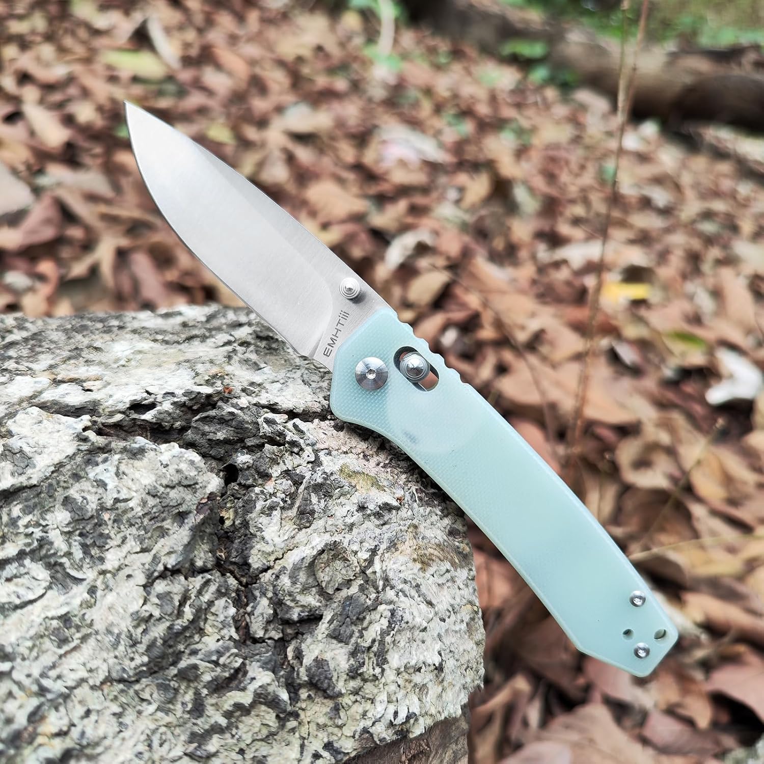 Pocket Folding EDC Knife: 3.14" D2 Steel Satin Sharp Blade, G10 Scales, Crossbar Axis Lock, Reversible Clip, Great Gifts for Men Women Camping Hiking Outdoor, Transparent