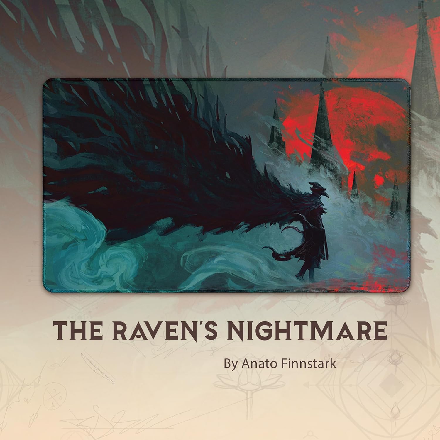 The Raven's Nightmare (Stitched) - MTG Playmat by Anato Finnstark, Bloodborne - Compatible with Magic The Gathering Playmat - Play MTG, YuGiOh, TCG - Original Play Mat Art Designs
