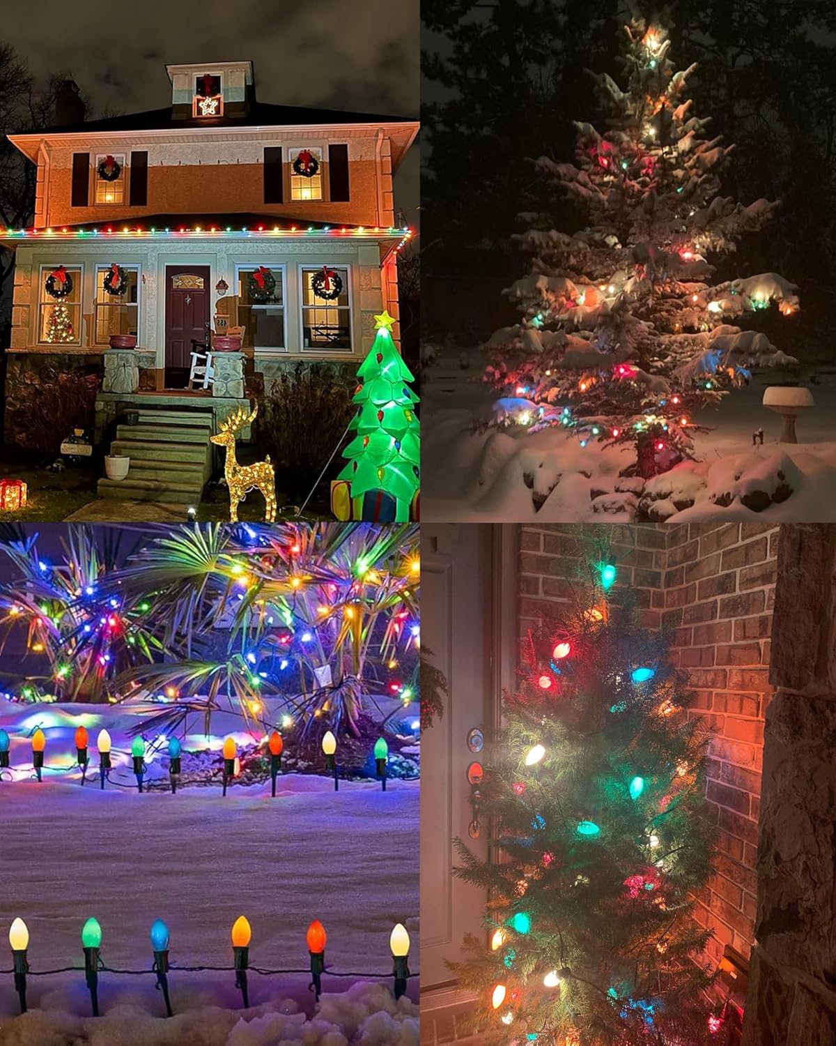 25 Pack C7 Christmas Light Bulbs, C7 Ceramic Multicolor Christmas Lights Replacement Bulb, Vintage Incandescent Light Bulbs for Outdoor String Lights Nightlight Chandelier, E12 Candelabra Base, 5 Watt