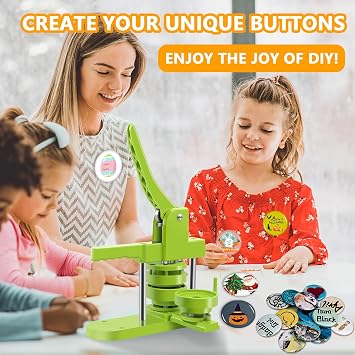 Button Maker Machine Multiple Sizes 1.25in+2.25in, Button Pin Maker Machine Kit for DIY Gifts, Button Press Machine with Free 200PCS 32+58mm Button Making Supplies & 2 Circle Cutter