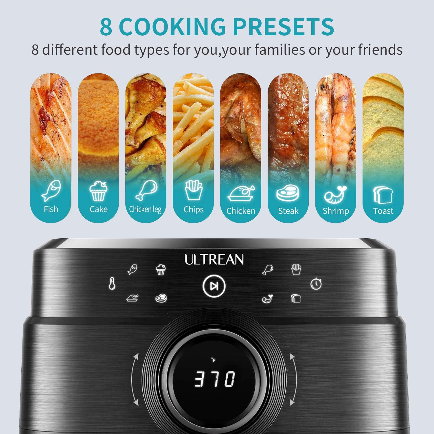 Ultrean Air Fryer 8 cooking presets