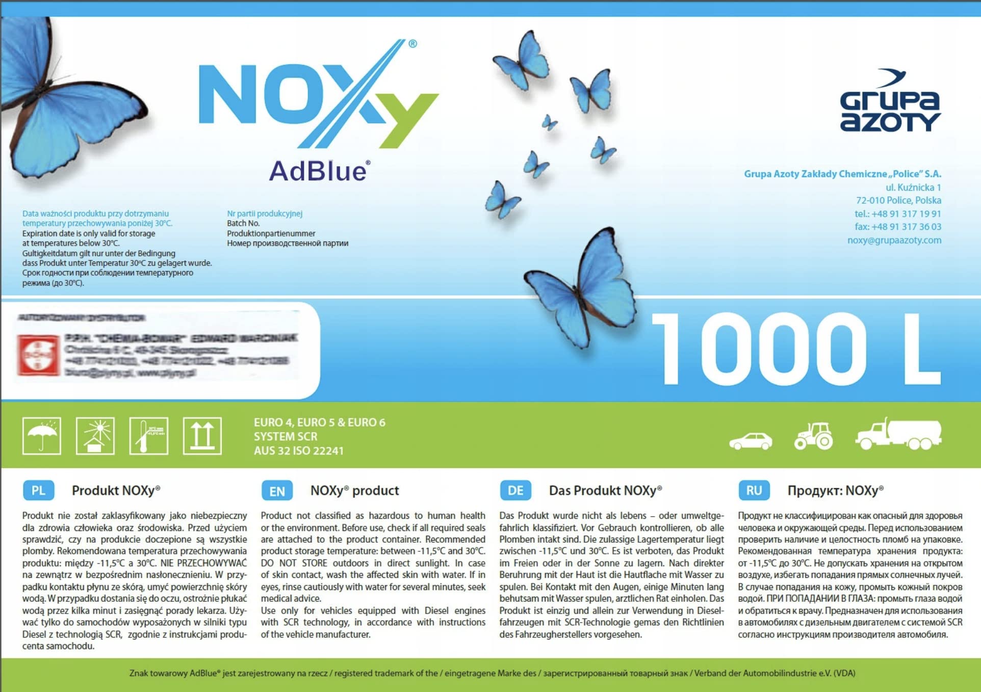 NOXy AdBlue 1000 Liter AdBlue® IBC Container Harnstofflösung Diesel Additiv