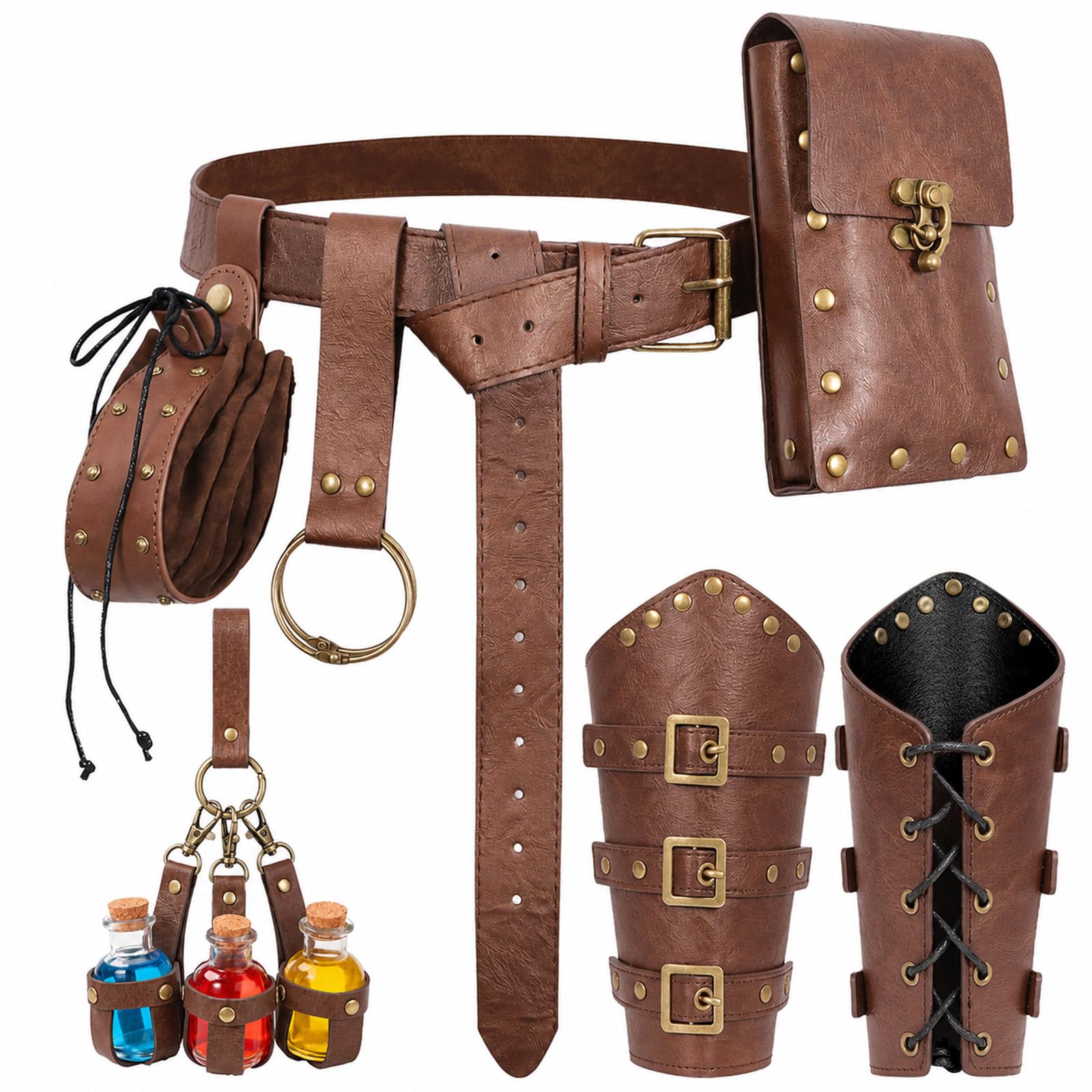 Renaissance Belt Pouch Set Medieval Pirate Ren Faire Accessories