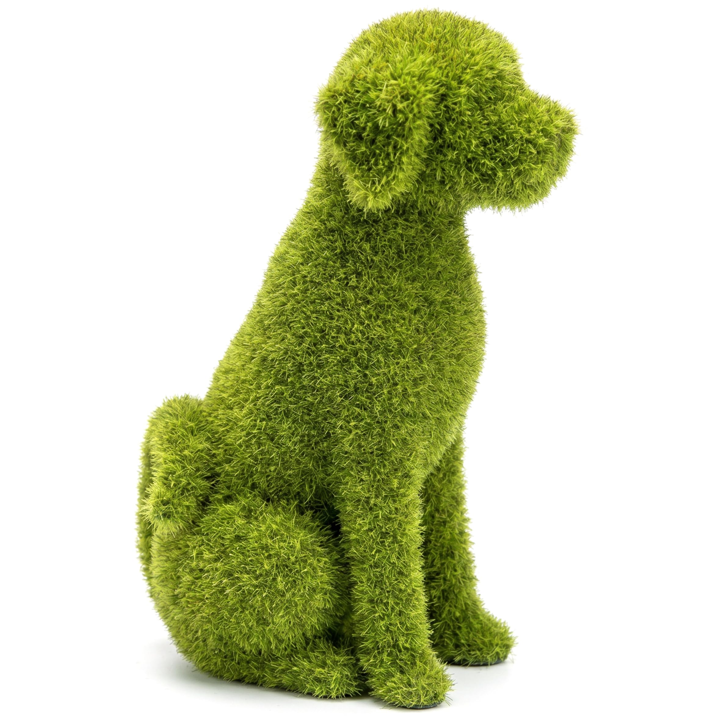 Grtheenumb Dog Garden Statue, Dog Topiary, Green Flocked Garden Statue Sitting Puppy for, Yard, Balcony Decor & Photo Prop, 6.5x4.7in