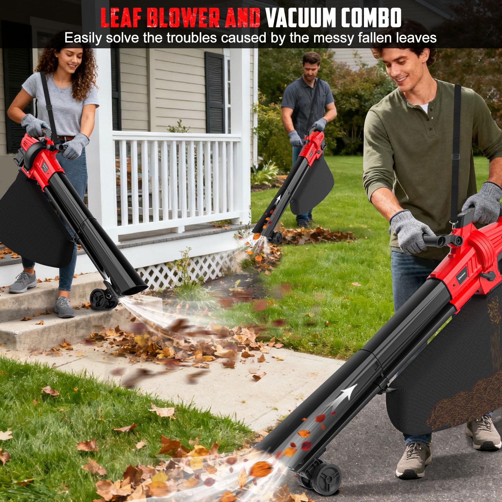 Aspirateur à feuilles 3 en 1 sans fil avec sac compatible avec batterie Milwaukee 18 V, broyeur de feuilles électrique et aspirateur à feuilles avec sac de 40 L, souffleur à feuilles portatif pour
