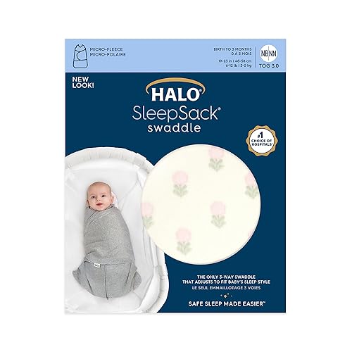 Miniatura 2 de HALO Saco de dormir de microforro polar, manta ajustable de 3 vías, TOG 3.0, flor de bloque, pequeña, 3-6 meses