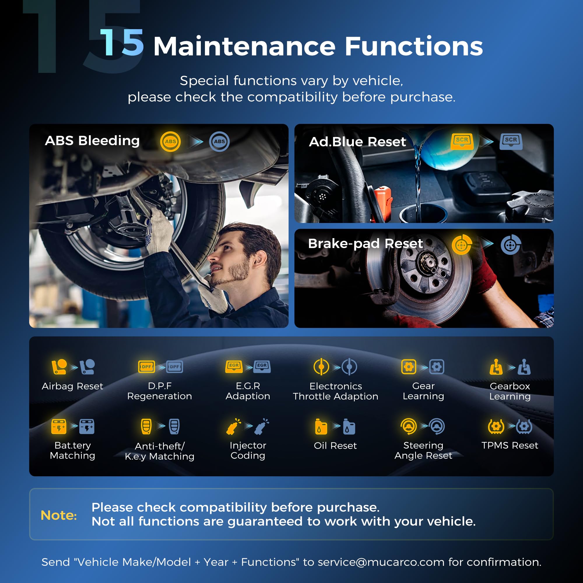Scanner bidirectionnel MUCAR 632 assisté IA OBD2, 15 réinitialisations ABS/SRS/INJEC/Huile/SAS/TPMS, Diagnostic 4 systèmes, Tests Actifs, AutoAuth, Can FD, AutoVIN, mises à Jour gratuites à Vie