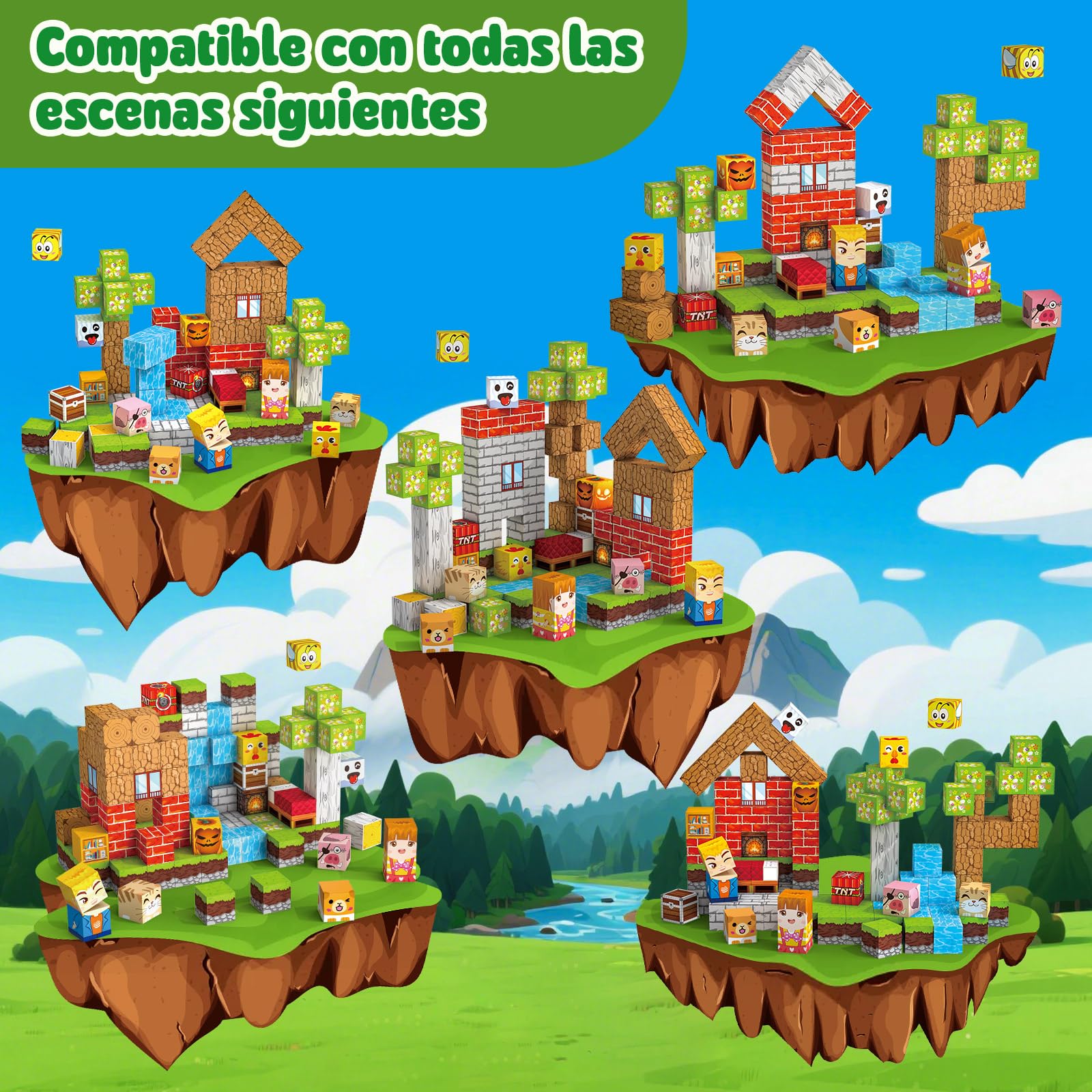 Bloques Magneticos Construccion Niños 100 Piezas 2CM 3+ Magneticas,Juego Magnetic Blocks Tiles Construcción,Juguetes Montessori para Niños4 5 6 7 8 9 10 11 12Regalos de Cumpleaños para Niñas — view 2