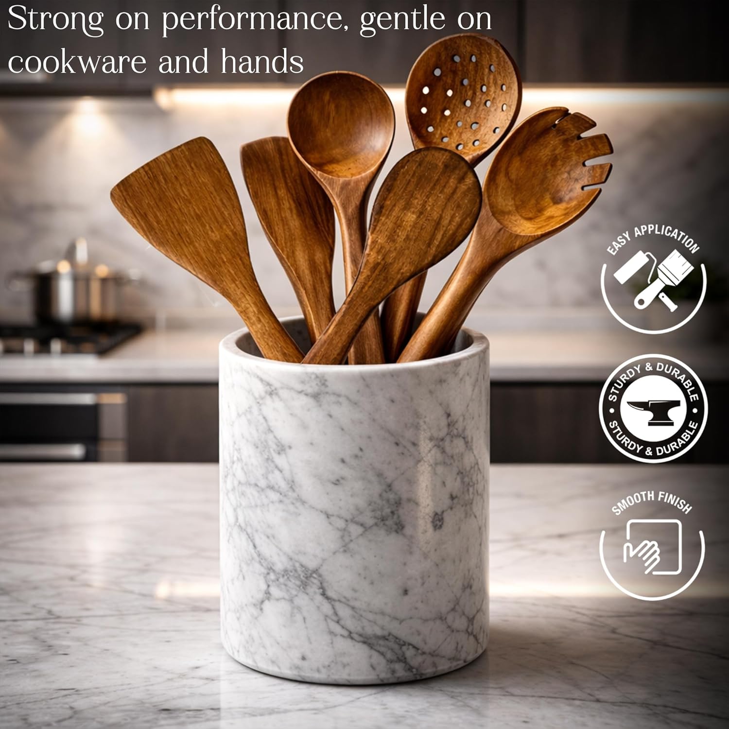 Wooden Cooking Utensils Set – Natural Wood Spoons & Spatulas for Nonstick Cookware, Heat-Resistant Kitchen Tools (Set of 6) christmas, new year, thanksgiving