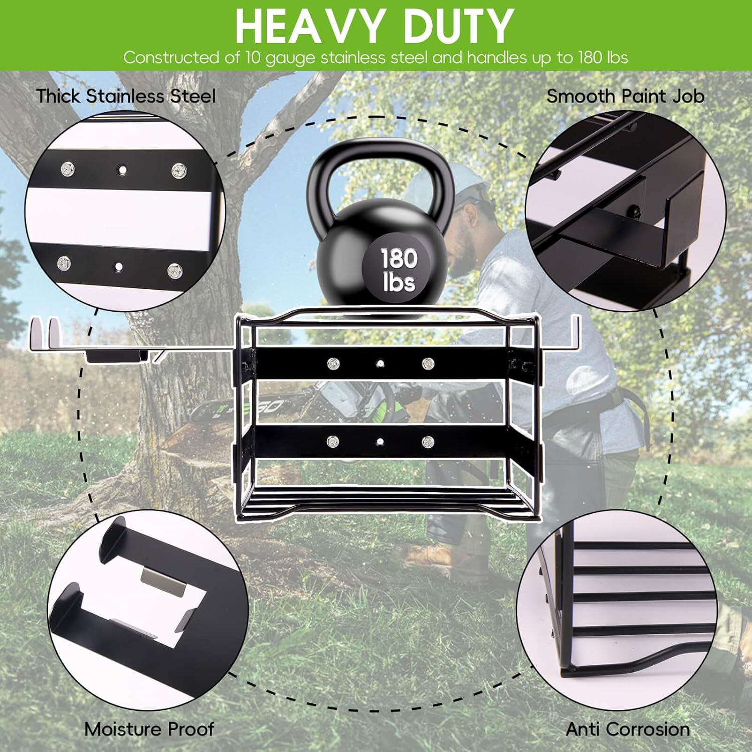 Power Tool Organizer Wall Mount - Heavy Duty Weed Eater Hanger for Garage Organization, Cuboid Garage Storage Rack for EGO Leaf Blower, Trimmer, Chainsaw, Edger, Battery, Charger, 180lbs Load Capacity