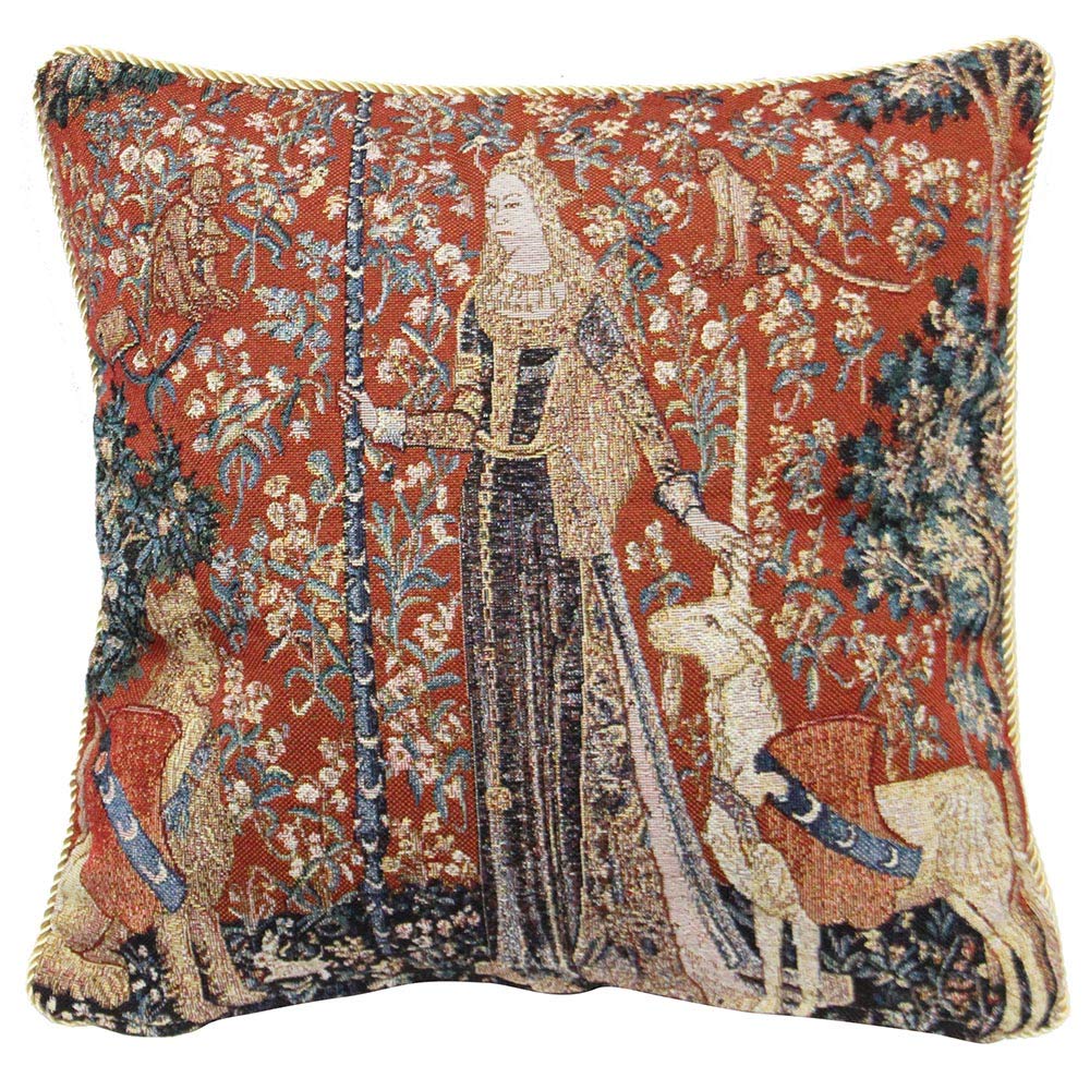 Signare Women's Sense Of Touch Tapestry Cushion Cover 18 X18 Inches 45Cm X 45Cm Decorative Sofa Cushions With Lady And Unicorn (, Ccov-Art-Lu-To)