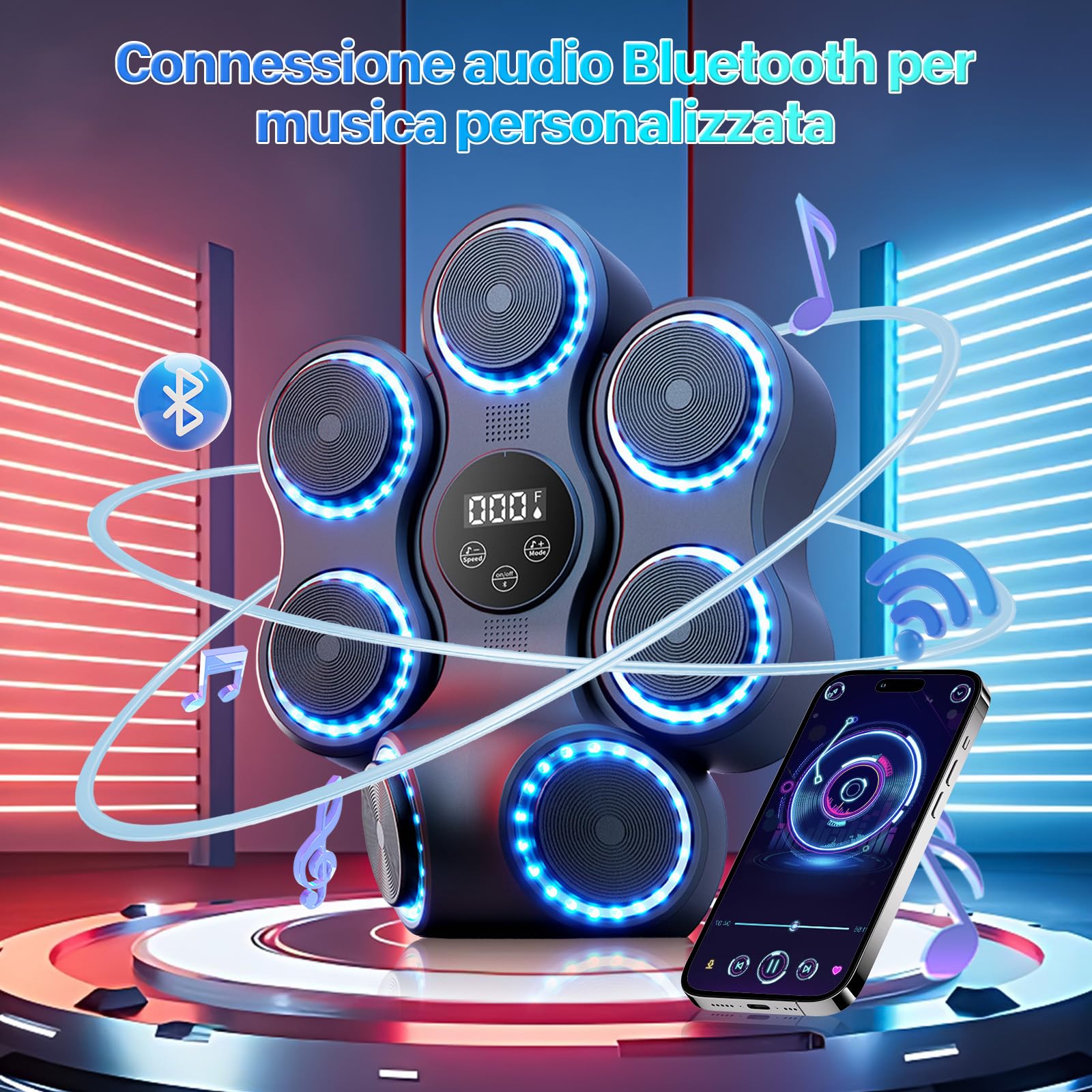 ZVD Music Boxing Machine,Tira Pugni da Muro con Musica,Machine Bluetooth da Boxe Elettronica con 11 modalità/velocità,Macchina di Boxe Musicale Intelligente per Adulti/Bambini