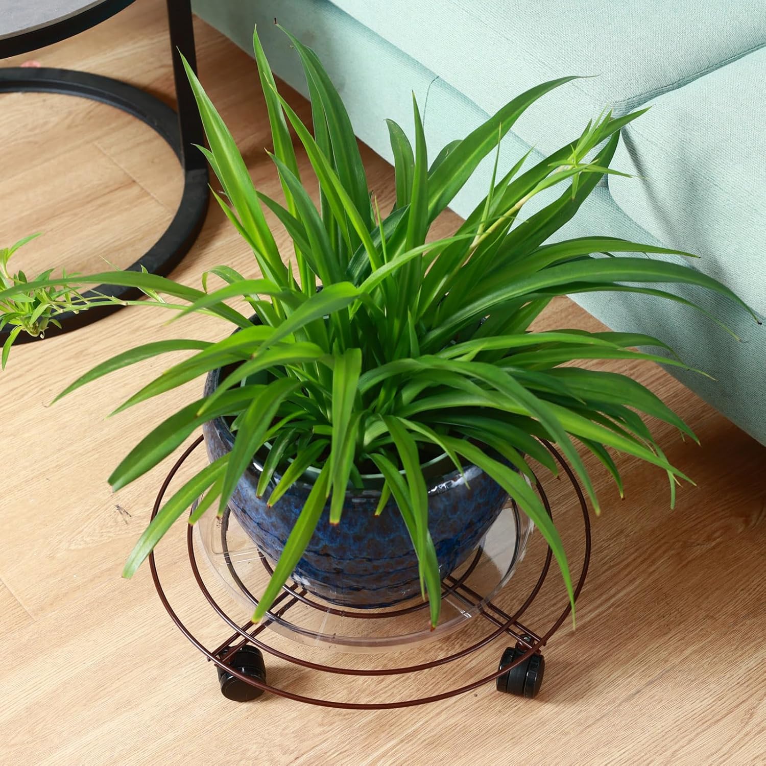 6 Packs 15.8 Inches Metal Plant Caddy with Wheels Extra-large Rolling Plant Stands Heavy-duty Wrought Iron Plant Roller Base Pot Movers Indoor Outdoor Plant Dolly Trolley Planter Tray Coaster