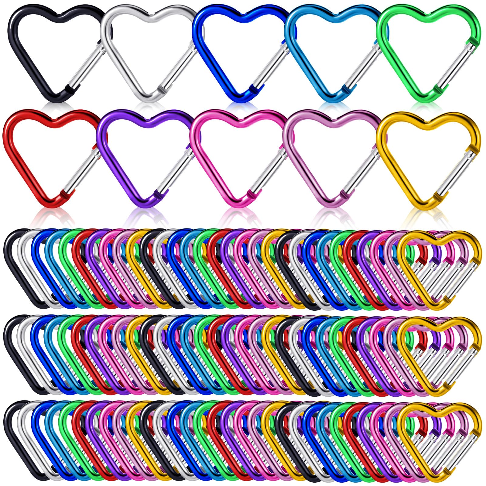 Ferraycle Heart Shape Keychain Clip Aluminum Alloy Carabiner Keychain Clip Spring Snap Hook Loaded Hook for Outdoor