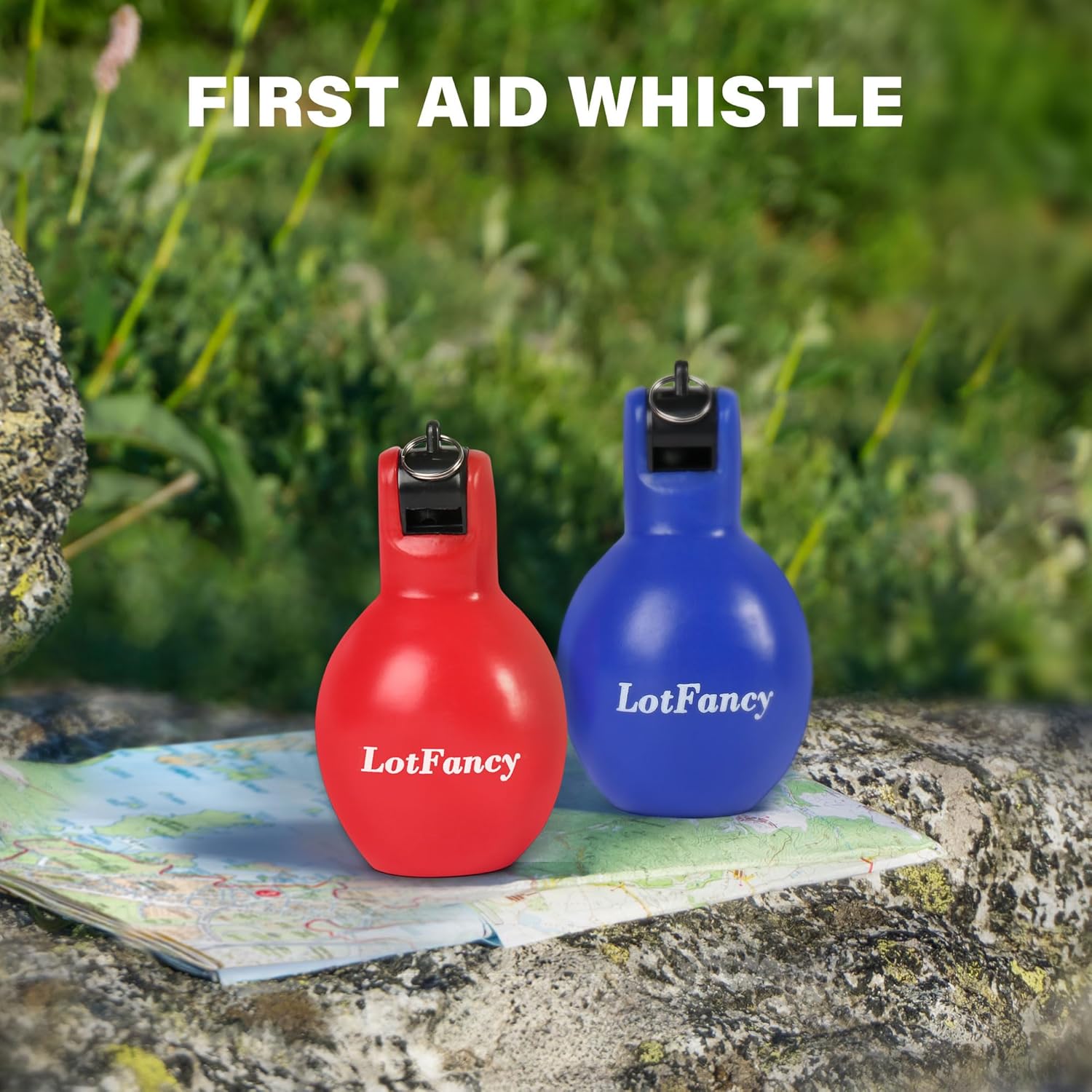 LotFancy Hand Squeeze Whistles, 2 Pack Coach Whistle for Coaches Referees, Hand-held Outdoor Indoor Sports Whistle, Soft PVC