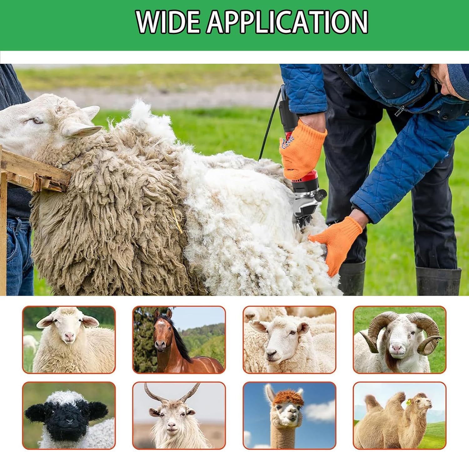 Horse Clippers Cordless US Plug 850W Sheep Shearing Clippers 110V/220V Optional with Adjustable Blades, 6-Speed Multi-Purpose Clippers Professional for Farm Livestock 220V