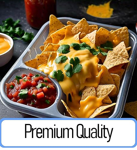 Miniatura 5 de Bandejas desechables de plástico para nachos con 2 compartimentos, bandejas de nachos transparentes de 12 onzas para inmersión de queso, soportes de