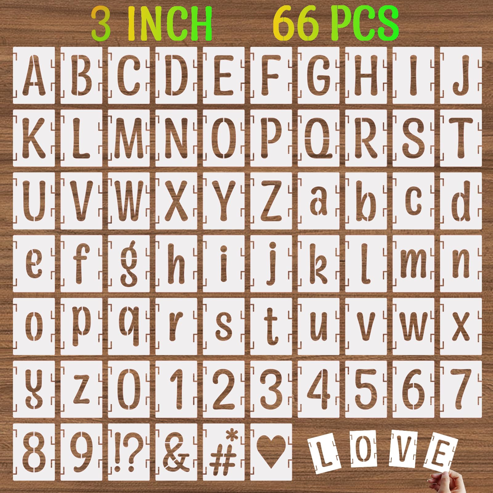 DZXCYZ 3 Inch Alphabet Letter Stencils, 66 Pcs Reusable Plastic Letter Number Symbol Interlocking Drawing Template Kit for Painting on Wood, Wall,