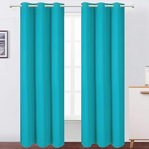 Miniatura 21 de Cortinas opacas para oscurecer la habitación, con aislamiento térmico y ojales, para sala de estar, bunglow (2 paneles, negro, 72 x 45 pulgadas)