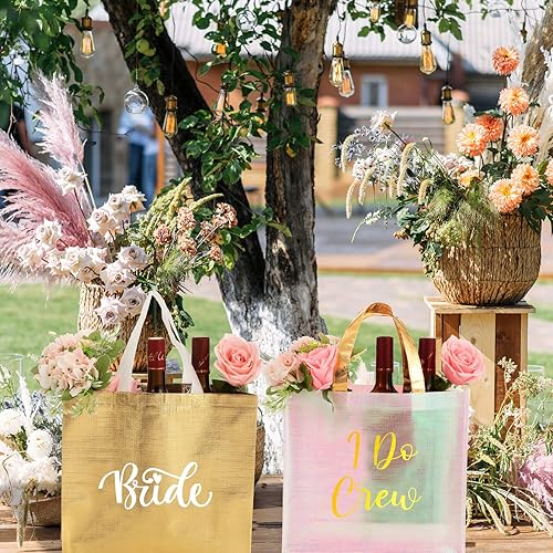 Miniatura 7 de Cindeer 12 bolsas de dama de honor para niñas, bolsas holográficas de regalo de despedida de soltera, bolsas brillantes para regalos de fiesta