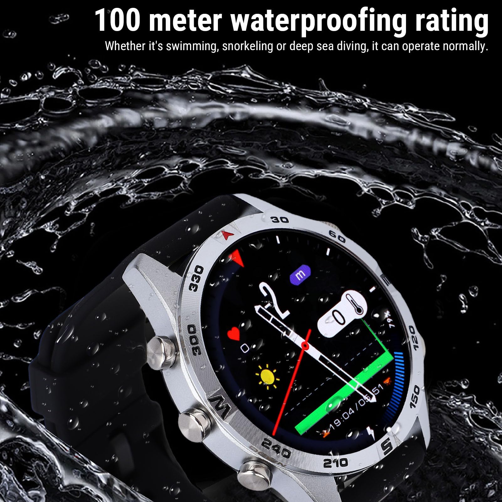 Montre de Plongée, Ordinateur de Plongée Intelligent en Alliage de Zinc, écran de 1,43 Pouces avec Capteur de Profondeur, Idéal pour Les Plongeurs Professionnels et Les Activités