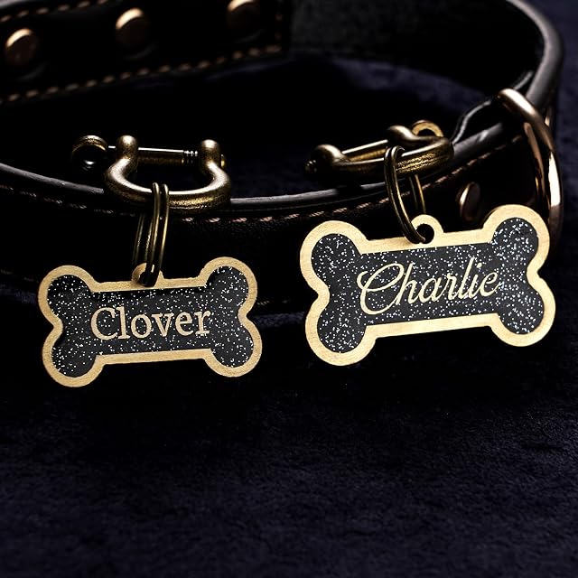 Foto 8 de 8 de Placa identificativa personalizada de latón para perros, placa identificativa de resina con forma de hueso