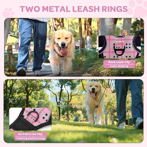 Miniatura 31 de FURRYFECTION Arnés a cuadros para perros medianos Arnés reflectante sin tirones para mascotas Arnés ajustable para perro sin estrangulamiento