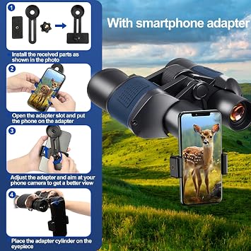20x50 Binoculars for Adults High Powered, Compact HD Waterproof Binoculars Telescope with BAK4 Prism, FMC Lens Clear Vision for Football Games Bird Watching, Traveling with Carrying Bag