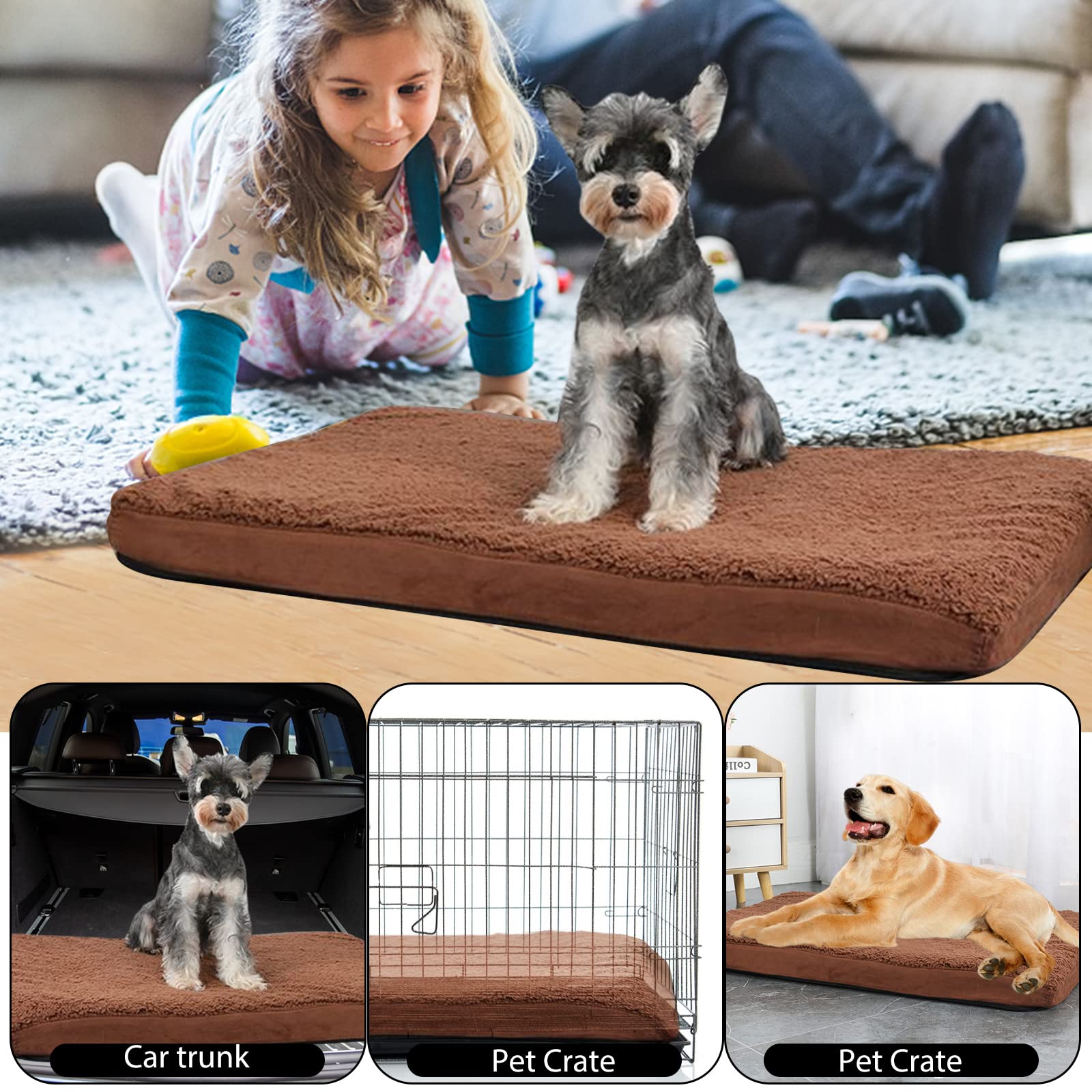 PETCUTE Panier Chien Orthopedique,Coussin Chien Lavable,Panier pour Chien Grande Taille,Tapis pour Chien Grande Taille Anti-dérapant et Ultra Doux,Matelas pour Chien avec Housse Lavable Amovible