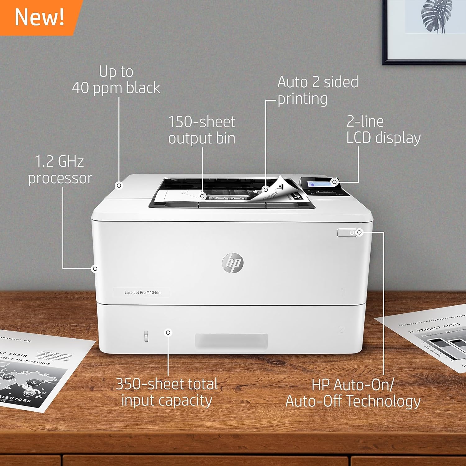 HP LaserJet Pro M404dn Monochrome Printer with Built-in Ethernet & 2-Sided Printing, Works with Alexa (W1A53A)
