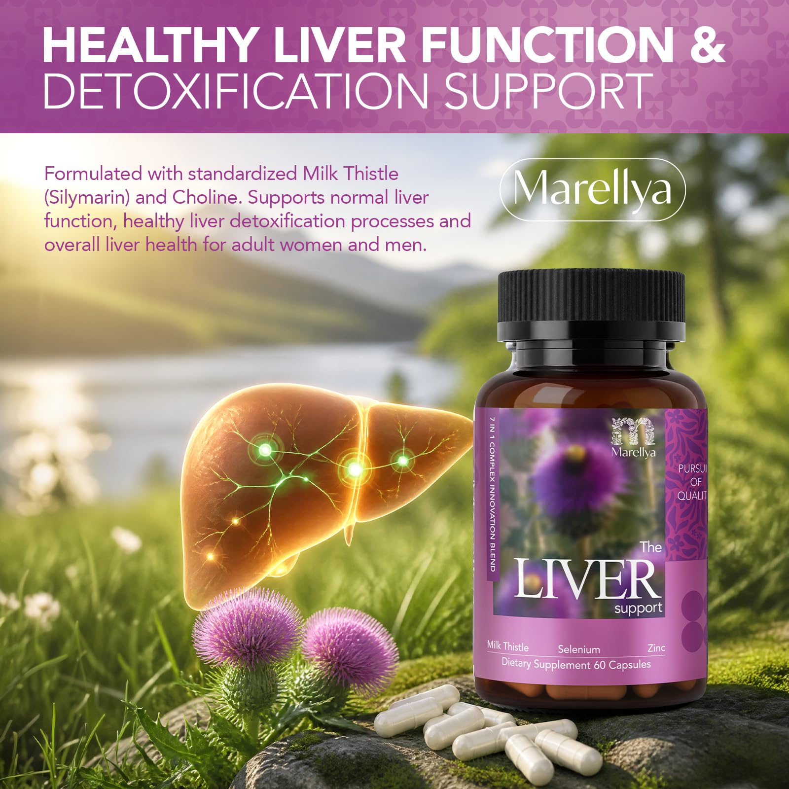 Liver Cleanse Detox & Repair Supplement – 7-in-1 30:1 Milk Thistle Formula with Silymarin, Choline & Dandelion Root – Supports Liver Health & Digestive Wellness – 60 Vegetarian Capsules — Amazon image 7