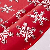 Vista 2 de Violet Linen Manteles rojos decorativos con diseño de copos de nieve navideños - 60" redondos