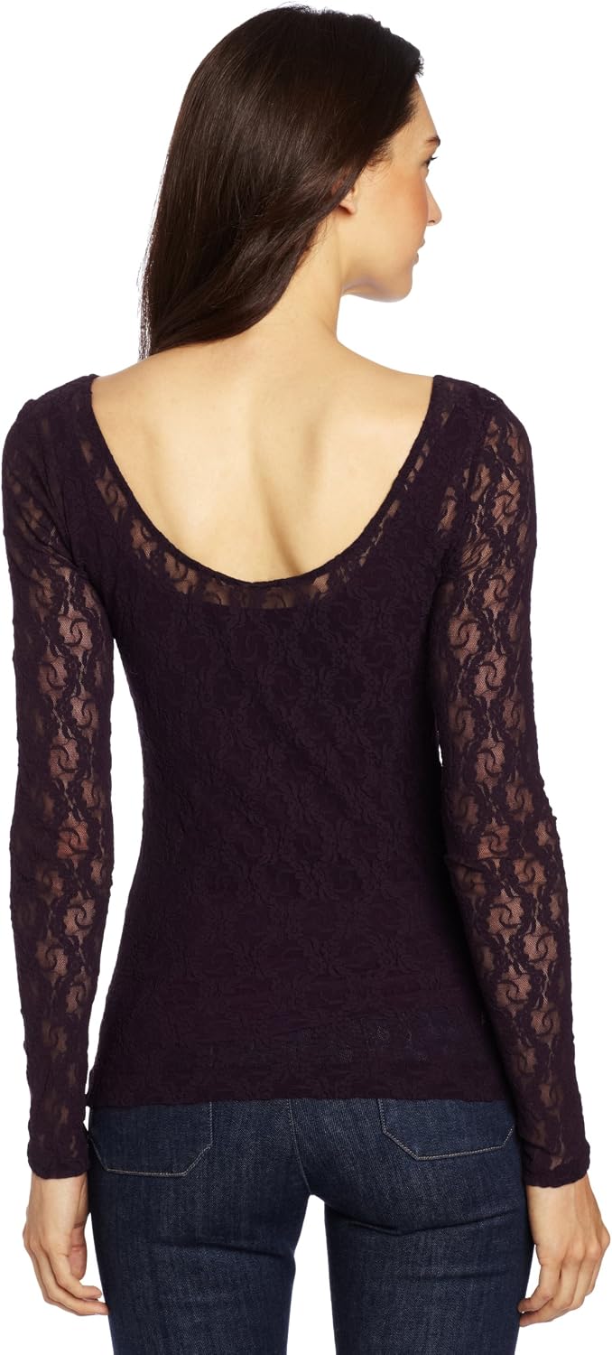 [Only Hearts] ストレッチレースバレエネックTシャツ 裏地付き Stretch Lace Ballet Neck Tee