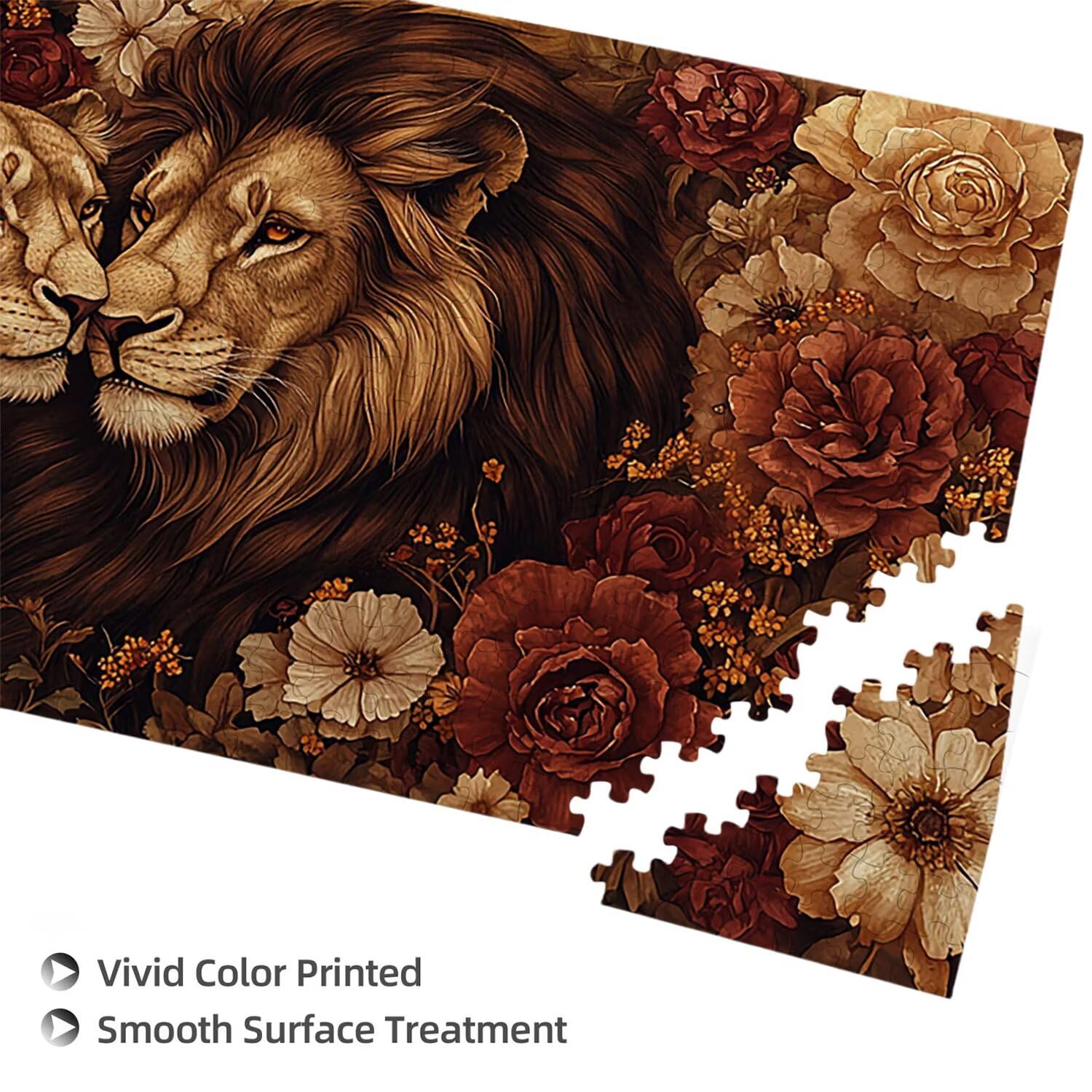 Puzzle de Madera para Adultos 1312 Piezas - León de Pareja, Obra de Arte de Juego de Rompecabezas para Adultos, Puzzle de Impresión de Alta Definición Multicolor, Pasatiempo Creativo Regalo b-797