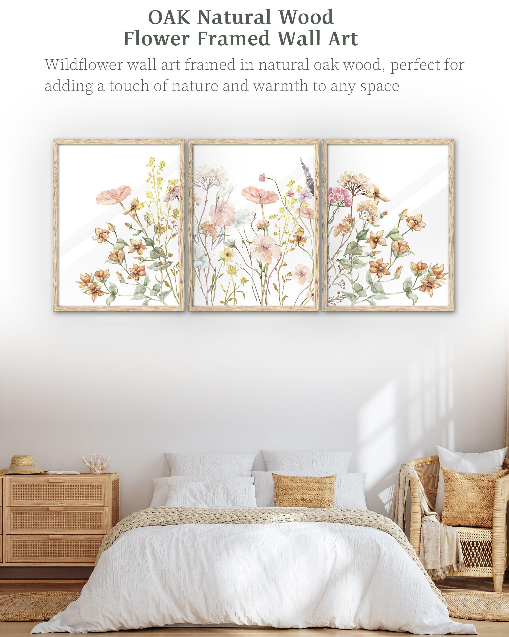 Amazon.com: iHery 12x16in Wildflower Framed Floral Wall Art Set of