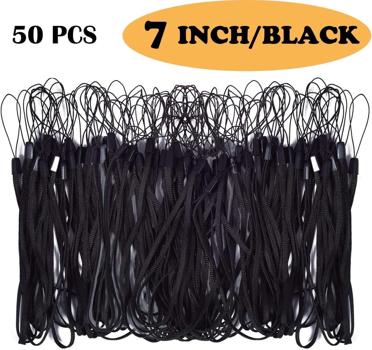 7 Inch Nylon Hand Wrist Strap Lanyard for USB Flash Drives, Keys, Keychains, ID Name Tag Badge Holders,Camera Cute Flash Drive, Black (50PCS) image 2