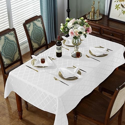 Miniatura 6 de SASTYBALE Servilleta jacquard con patrón de flores de poliéster a prueba de derrames, resistente a las arrugas, a prueba de polvo, para cocina,