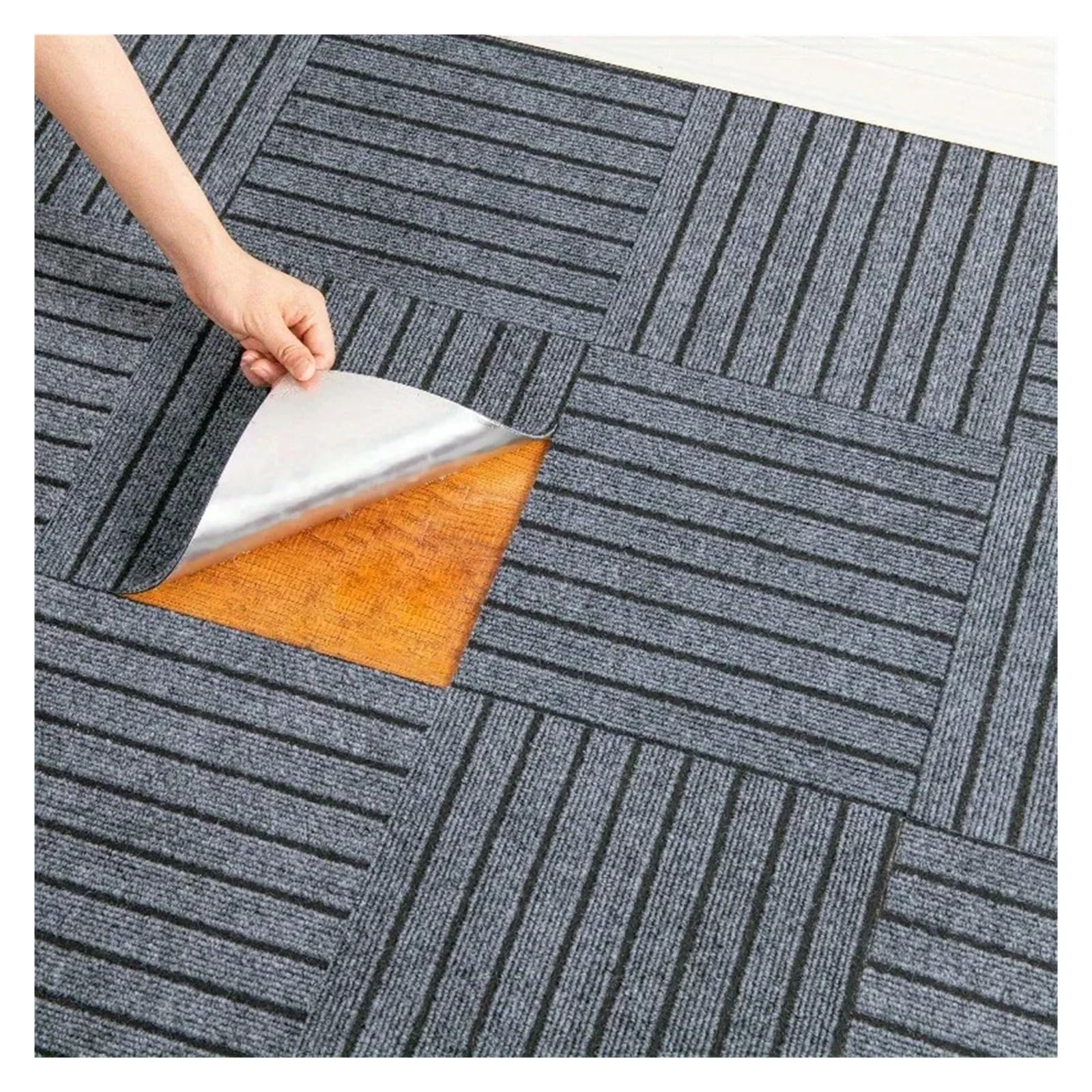 Teppichfliesen Schlafzimmerteppich Schlafzimmer und Wohnzimmer Pflegeleicht 30x30cm Spleißblock Selbstklebender Teppich(Khaki,30pcs)