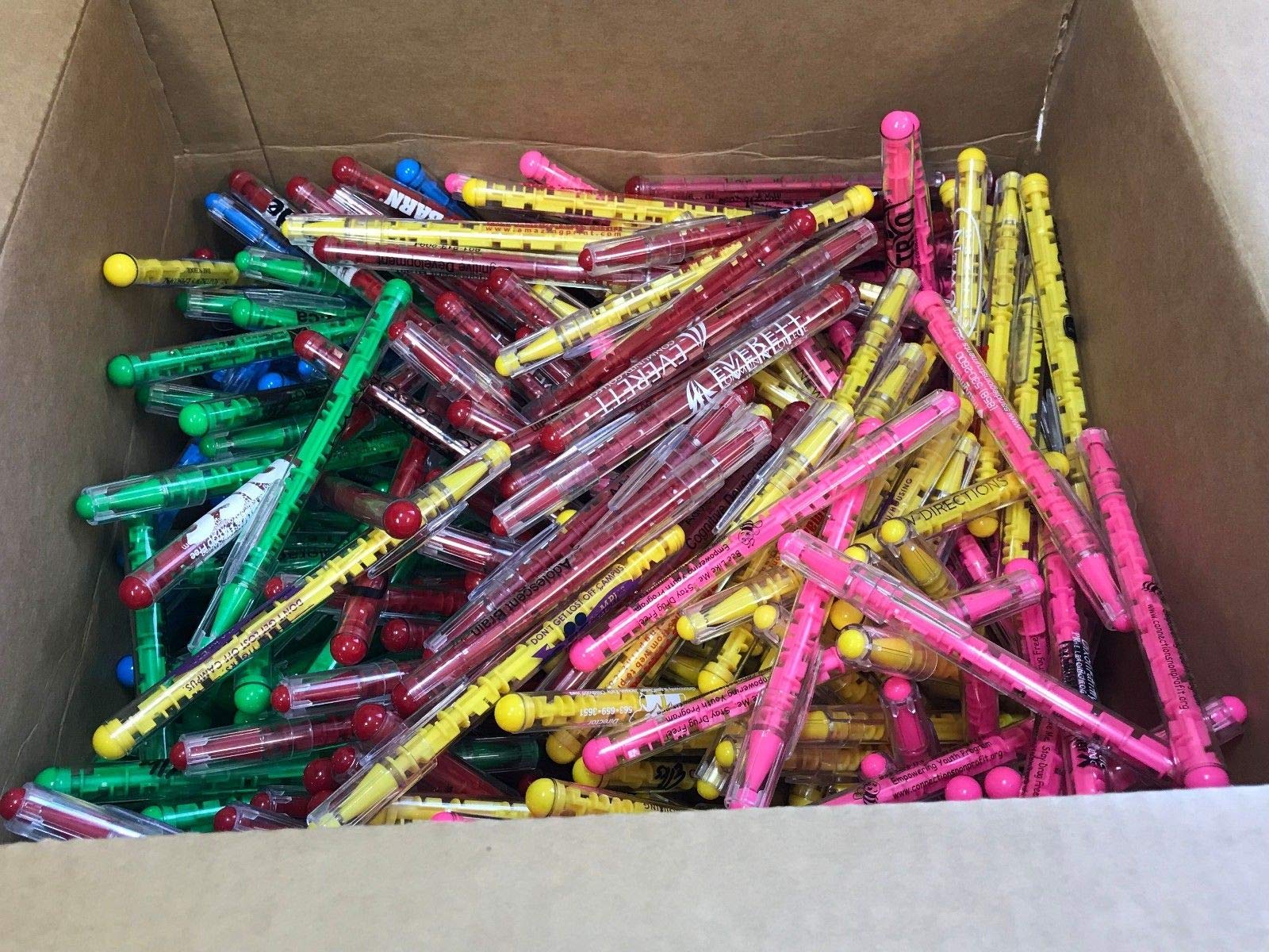 500 Wholesale Lot Misprint Maze Puzzle Pens, Assorted Colors, Medium Point