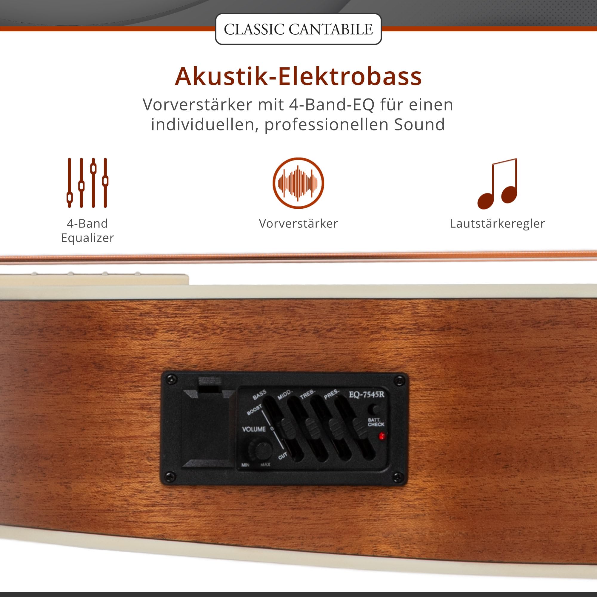 Classic Cantabile ABJ4-50CE-NT Bajo Acústico Jumbo Natural, General | Modelo: ABJ4-50CE-NT, Peso: 2, 3 kg, Número de cuerdas: 4, Orientación: Diestros, Cuerpo, Forma del cuerpo: Jumbo con Cutaway