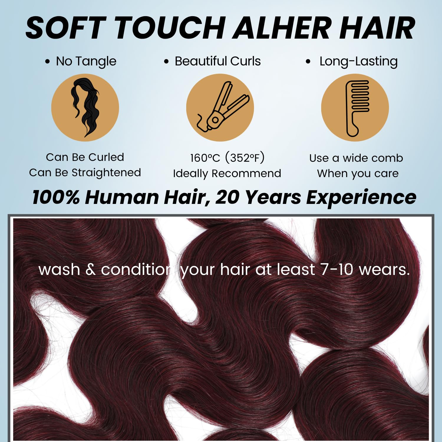 ALHER 99j Dark Burgundy Body Wave 4x4 Lace Closure 20 Inch