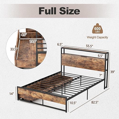 Miniatura 38 de Giantex Base de cama tamaño Queen con 4 cajones, base de cama de plataforma metálica industrial con estribo, agujeros reservados para cabecera, base