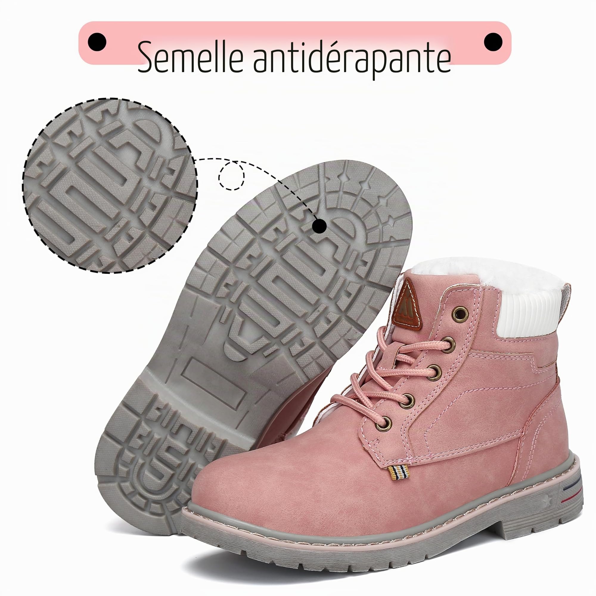 Mishansha Chaude Bottines Hiver Enfant Fille Garçon Rose 25 EU