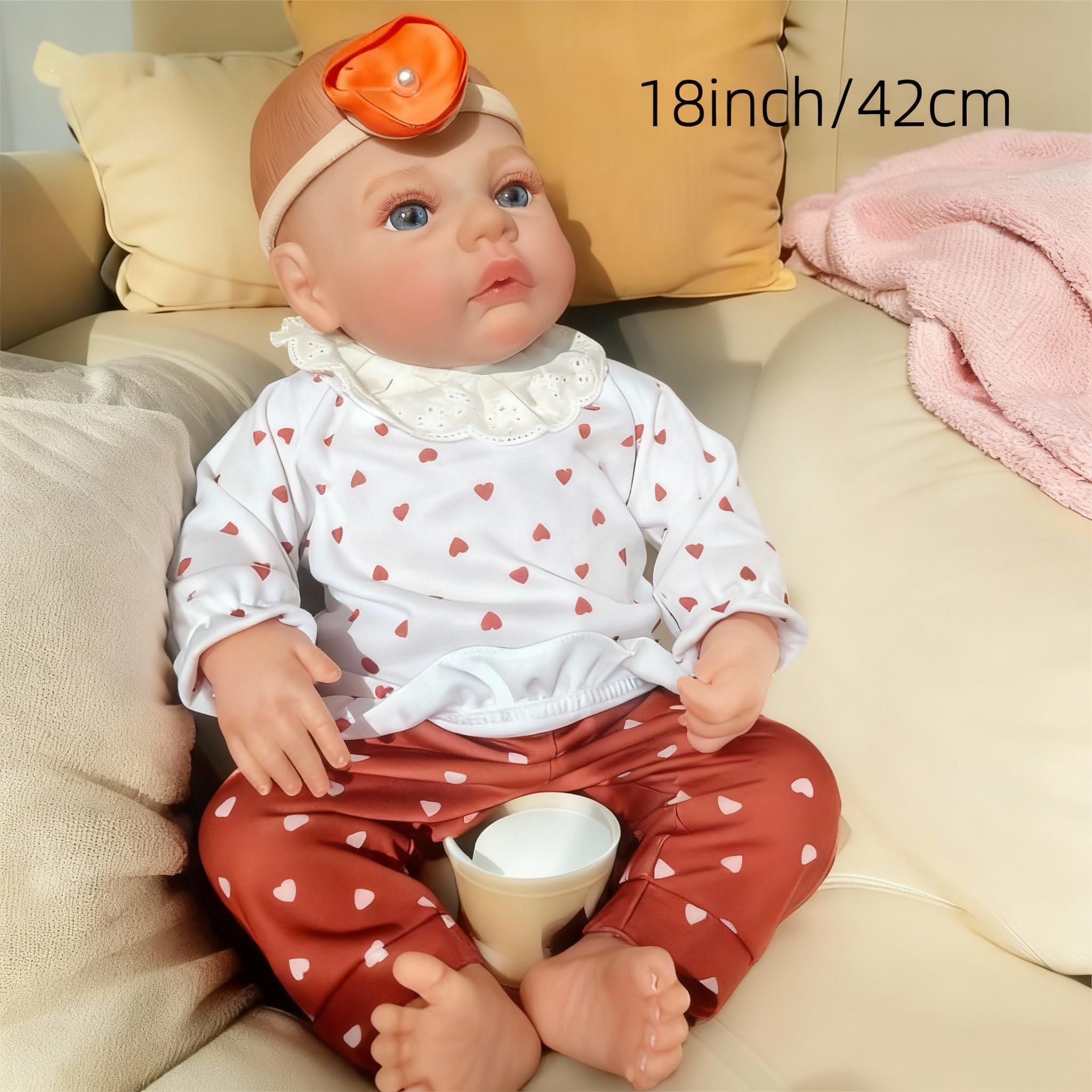 JUYOUYI Lifelike Reborn Baby Dolls, 18 Inch Realistic Baby Girl Doll Vinyl Full Body - Image 2