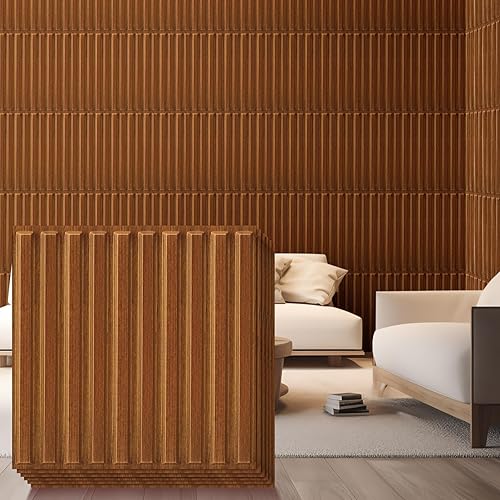 Nuanchu 32 Pcs 3D Slat Wall Panels, 12"x12" PVC Fluted