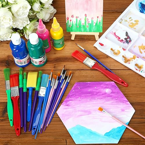 Miniatura 5 de 90 Pcs Paint Brush Set Bulk, All Purpose Paint Brushes for Acrylic Painting, Easy to Clean and Hold, Round and Flat Kids Paint Brushes, Great with