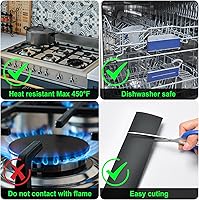 Vista 8 de KindGa - Cubierta de silicona para cubrir los espacios entre la mesada y la cocina, cubierta larga para tapar los espacios entre los Negro